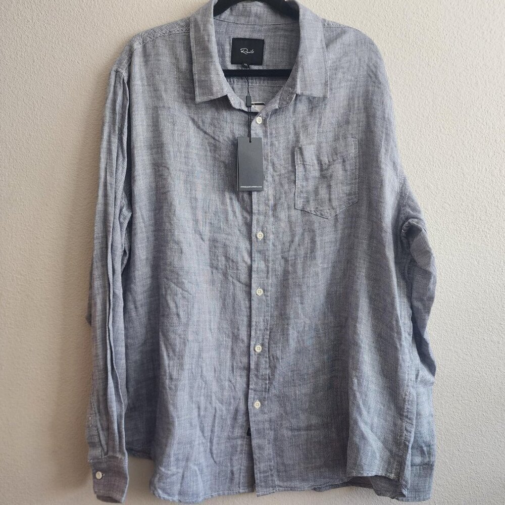 Rails Wyatt Shirt Mens 2XL Navy Chambray Long Sleeve Button Up Pocket Cotton